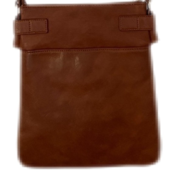 Miztique Crossbody Large Bag Saddle Brown Color. Vegan Leather Striped Interior - Picture 15 of 15